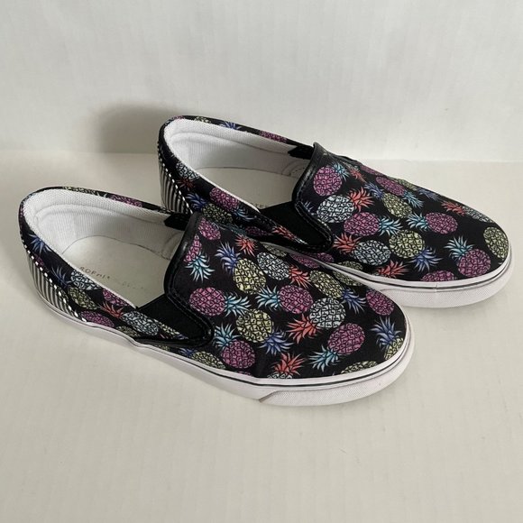 NWOT Sophia Webster Adele Pineapple Print Slip-On Sneaker 7 Black/Multi Canvas - Picture 12 of 14